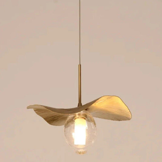 Pure Copper Lotus Leaf Chandelier – Hand-Forged Modern Minimalist Pendant Light for Living Room, Dining Room & Study