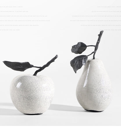 Minimalist Creative Crack White Marble Apple Pear Decoration