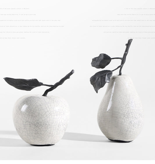 Minimalist Creative Crack White Marble Apple Pear Decoration