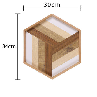 WOODENNX Geometric Design Tray – Stylish Wooden Tray for Home Decoration