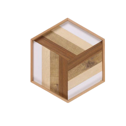 WOODENNX Geometric Design Tray – Stylish Wooden Tray for Home Decoration