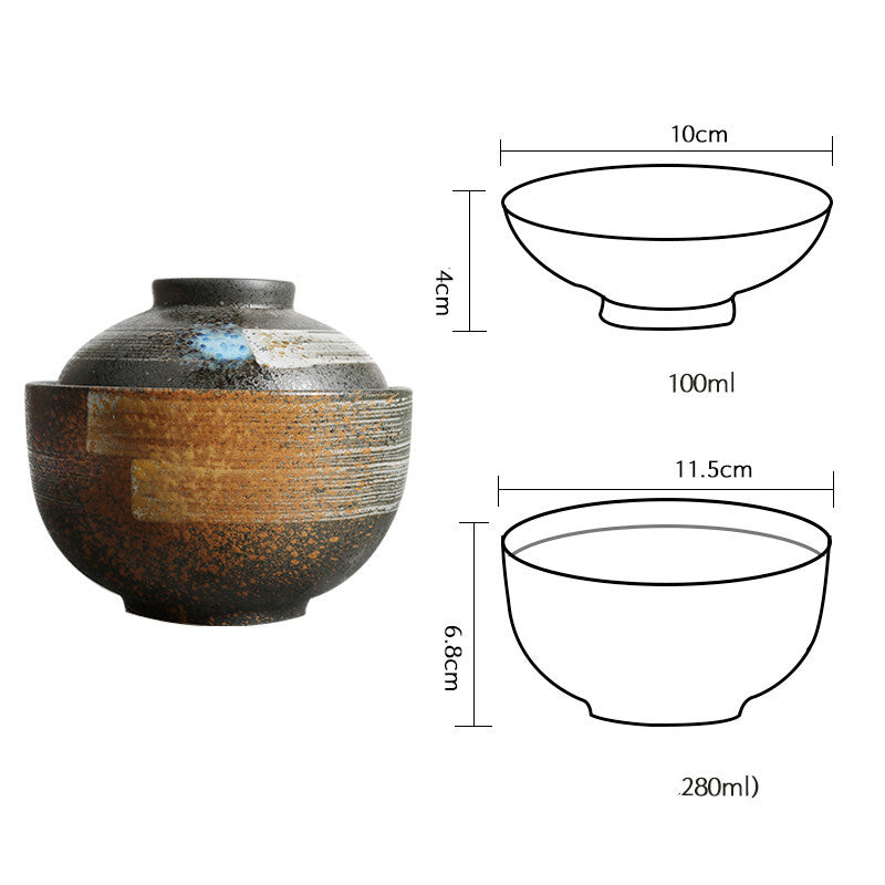 CeramiLux Ceramic Stew Pot Set – Soup Bowl with Bottom Plate, Cover & Spoon