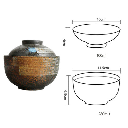 CeramiLux Ceramic Stew Pot Set – Soup Bowl with Bottom Plate, Cover & Spoon