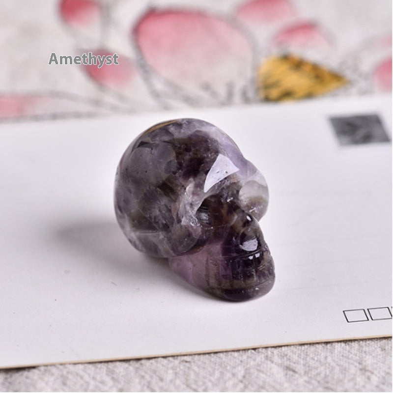 Natural Crystal Skull Semi-precious Stone Carving Crafts Ornaments