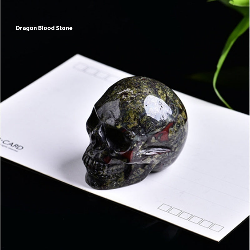 Natural Crystal Skull Semi-precious Stone Carving Crafts Ornaments