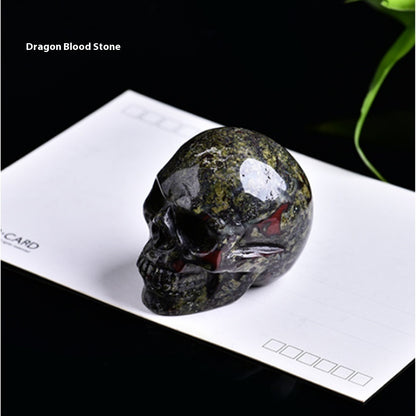 Natural Crystal Skull Semi-precious Stone Carving Crafts Ornaments