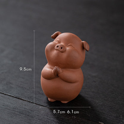 Astoria Zodiac Pig Figurine – Handcrafted Purple Clay Sculpture, Festive & Business Gift