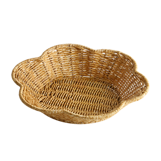 Marvella Rattan-Like Luxury Fruit & Candy Tray – Handwoven Flower-Shaped Snack Basket - Tavira Store | A Luxario Labs Ltd Brand. 