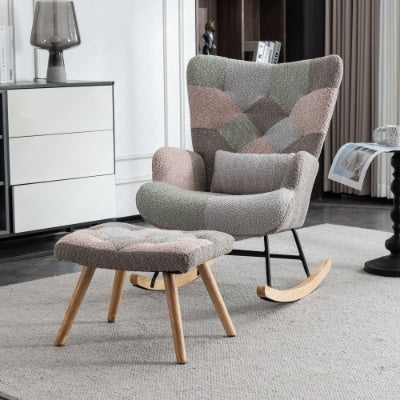 Solid Wood Fabric Rocking Chair
