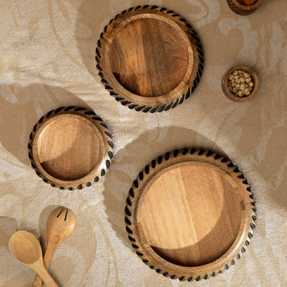 Dannel Edwin Handmade Wooden Bowl with Black Filler – Rustic Mango Wood Elegance