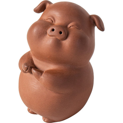 Astoria Zodiac Pig Figurine – Handcrafted Purple Clay Sculpture, Festive & Business Gift