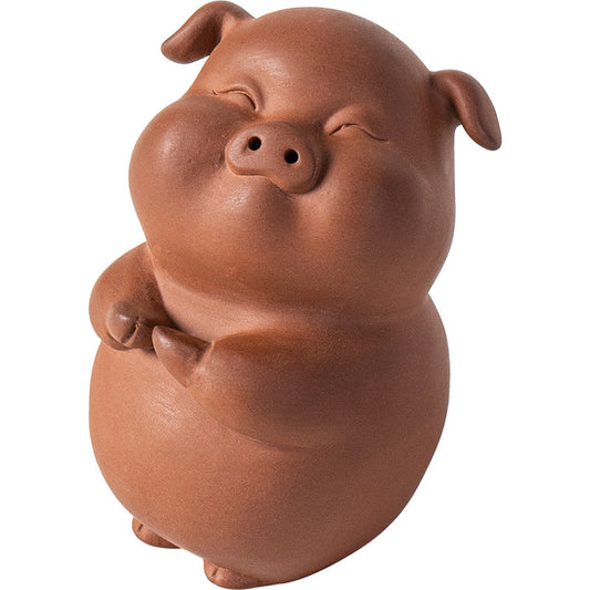 Astoria Zodiac Pig Figurine – Handcrafted Purple Clay Sculpture, Festive & Business Gift