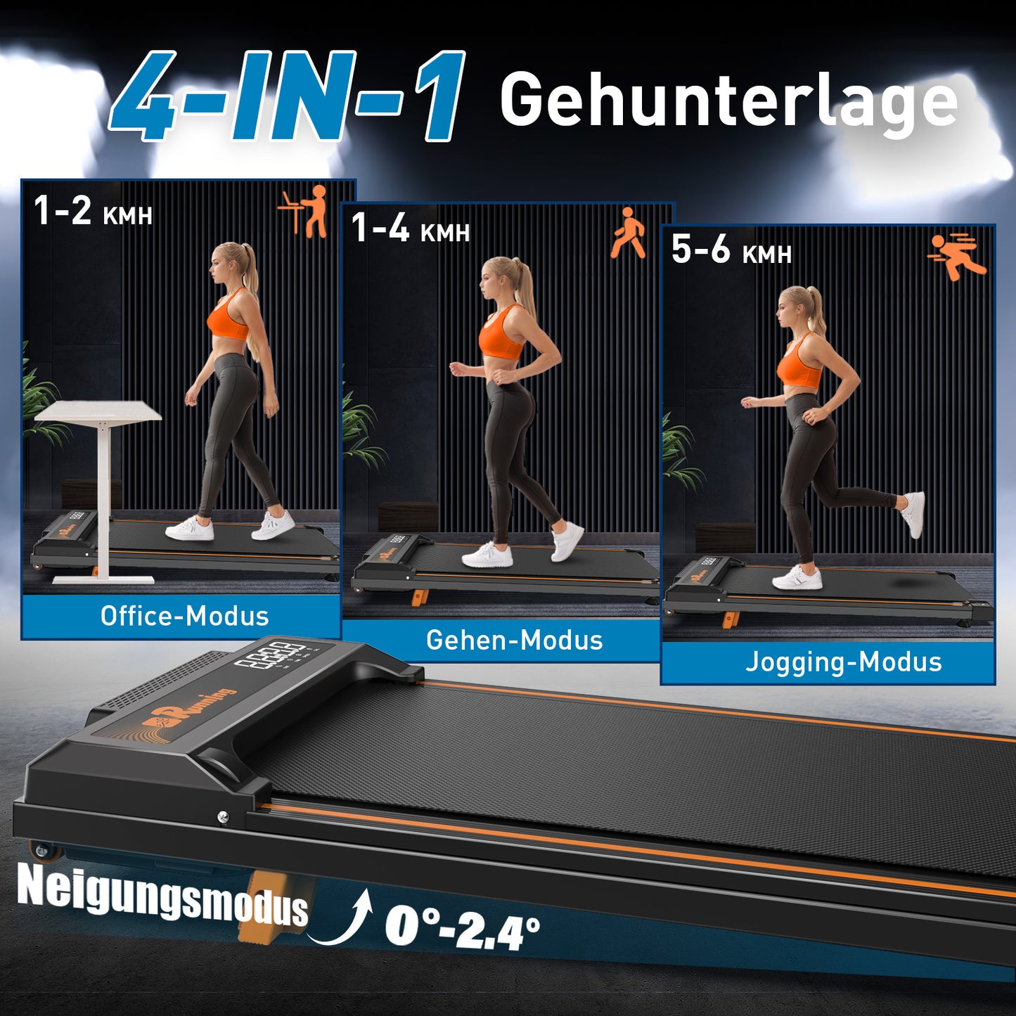 Home office Mini Treadmill LED Display Remote Control Treadmill Of 120KG
