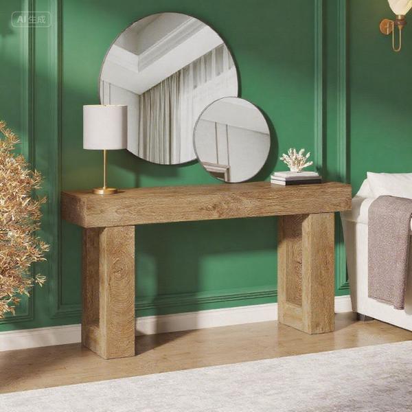 HavenWood Elegant Entryway Console – Sturdy MDF Rustic Table with Versatile Home Display