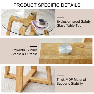Modern and functional round coffee tables. Clear, tempered glass.