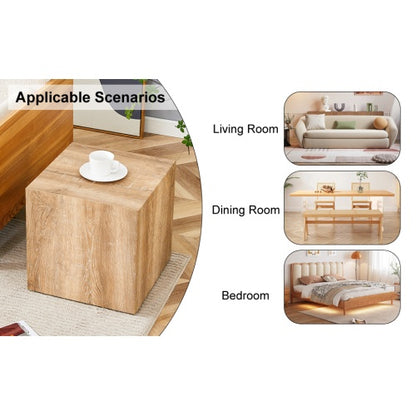 Woodform Square Coffee Table – Modern MDF Light Wood Texture, Minimalist Design, Ready-to-Use