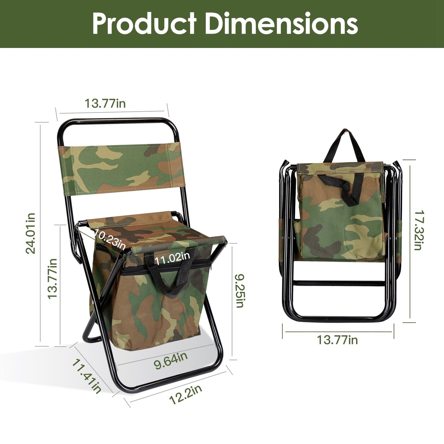 Foldable Fishing Chair With Backrest Built-In Cooler