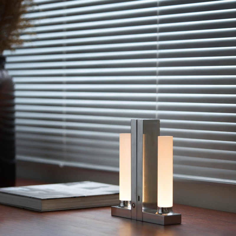 Luminora Long-Life LED Table Lamp & Bookend – Polished Aluminum & Acrylic, Type-C Rechargeable