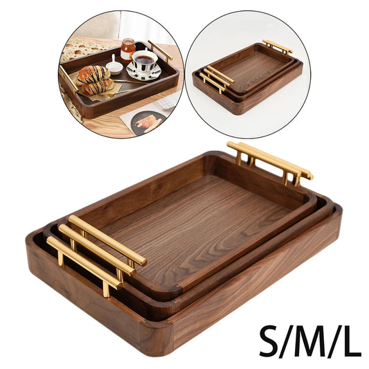 Nuvallo Walnut Rectangular Wooden Tray – Handmade Solid Wood Serving Tray