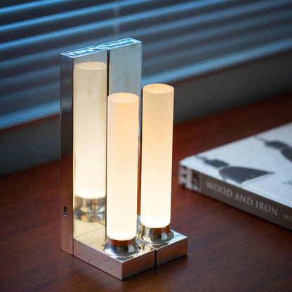 Luminora Long-Life LED Table Lamp & Bookend – Polished Aluminum & Acrylic, Type-C Rechargeable
