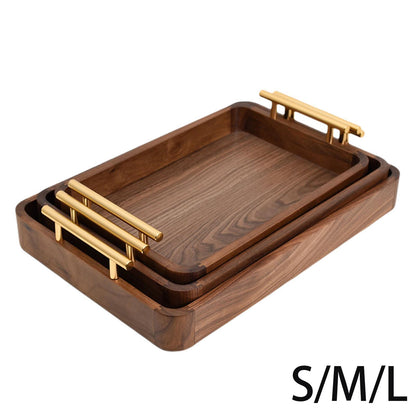 Nuvallo Walnut Rectangular Wooden Tray – Handmade Solid Wood Serving Tray