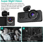 3 Channel Dash Cam – 1080P Front, Rear & Inside Car Camera with 32GB Card, Super Night Vision & Parking Mode