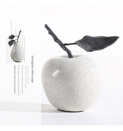 Minimalist Creative Crack White Marble Apple Pear Decoration