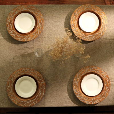 Veyrona Atelier Wooden Serving Platter & Table Mat – 13" Eco-Friendly Charger Plate
