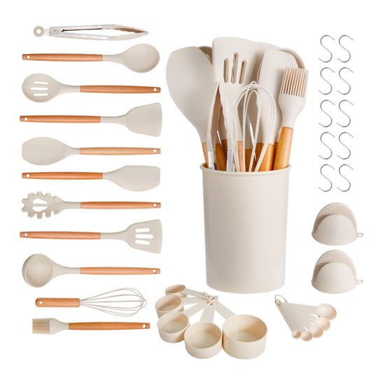EliteChef 34 PCS Premium Silicone Kitchen Utensils Set – Heat Resistant Non-Stick Cooking Tools with Spatulas & Spoons
