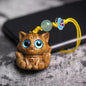 Handcrafted Sandalwood & Ebony Cat Figurines – Minimalist Wooden Animal Ornaments Collection