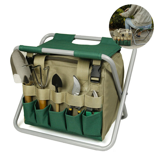 Garden Stool with Tool Tote – Folding, Portable Seat