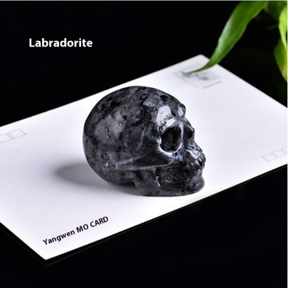 Natural Crystal Skull Semi-precious Stone Carving Crafts Ornaments