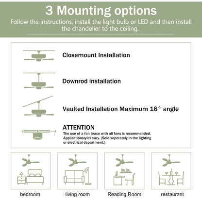 Noiseless In Out door Ceiling Fan With Light With Remote Control