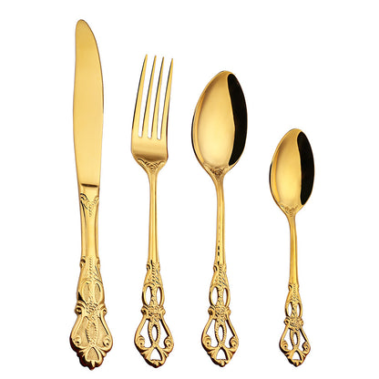 RegalWare Tableware Set – European Lux Classic Pattern Stainless Steel 24-Piece Set