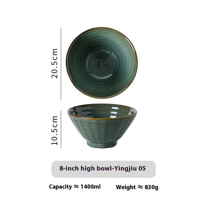 Premium Retro Kiln Baked Household Ceramic Large Ramen Bowl