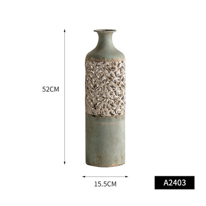 Artisano Pastoral Electroplated Metal Floor Vase – Retro Decorative Spray-Painted Vase for Flower Arrangements & Home Decor