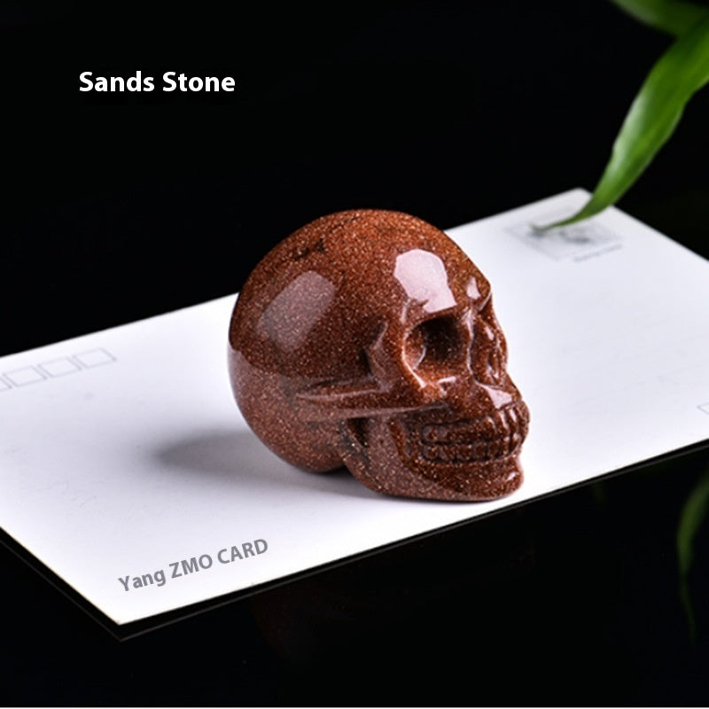Natural Crystal Skull Semi-precious Stone Carving Crafts Ornaments