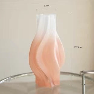 Averin Studio Modern Minimalist Small Whirlwind Porcelain Glass Vase – Decorative Painted Glass Flower Vase