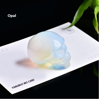 Natural Crystal Skull Semi-precious Stone Carving Crafts Ornaments