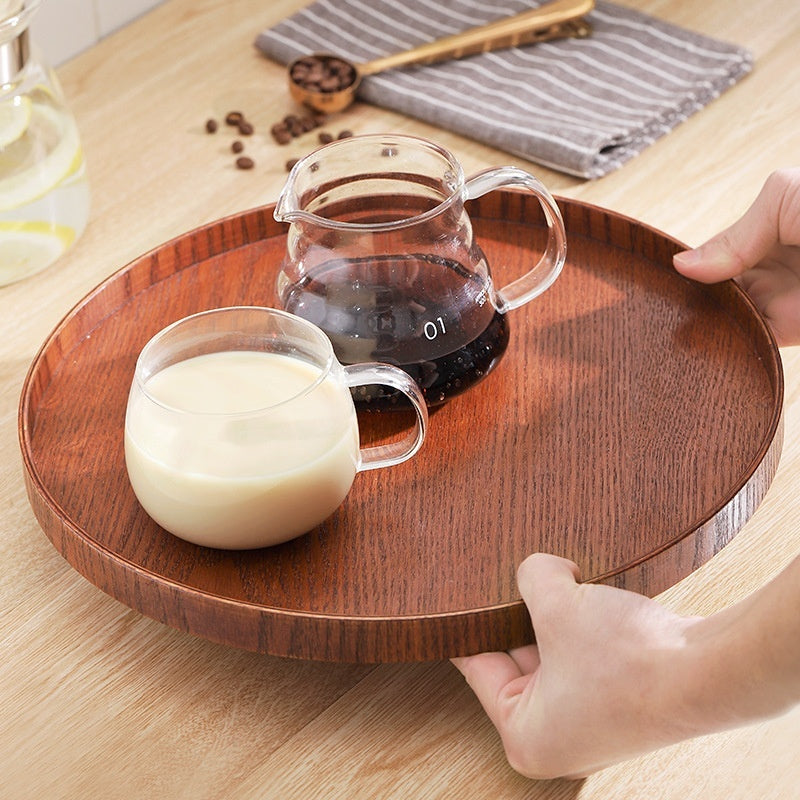 KowaWood Japanese Wooden Tea Tray – Round Serving & Storage Plate
