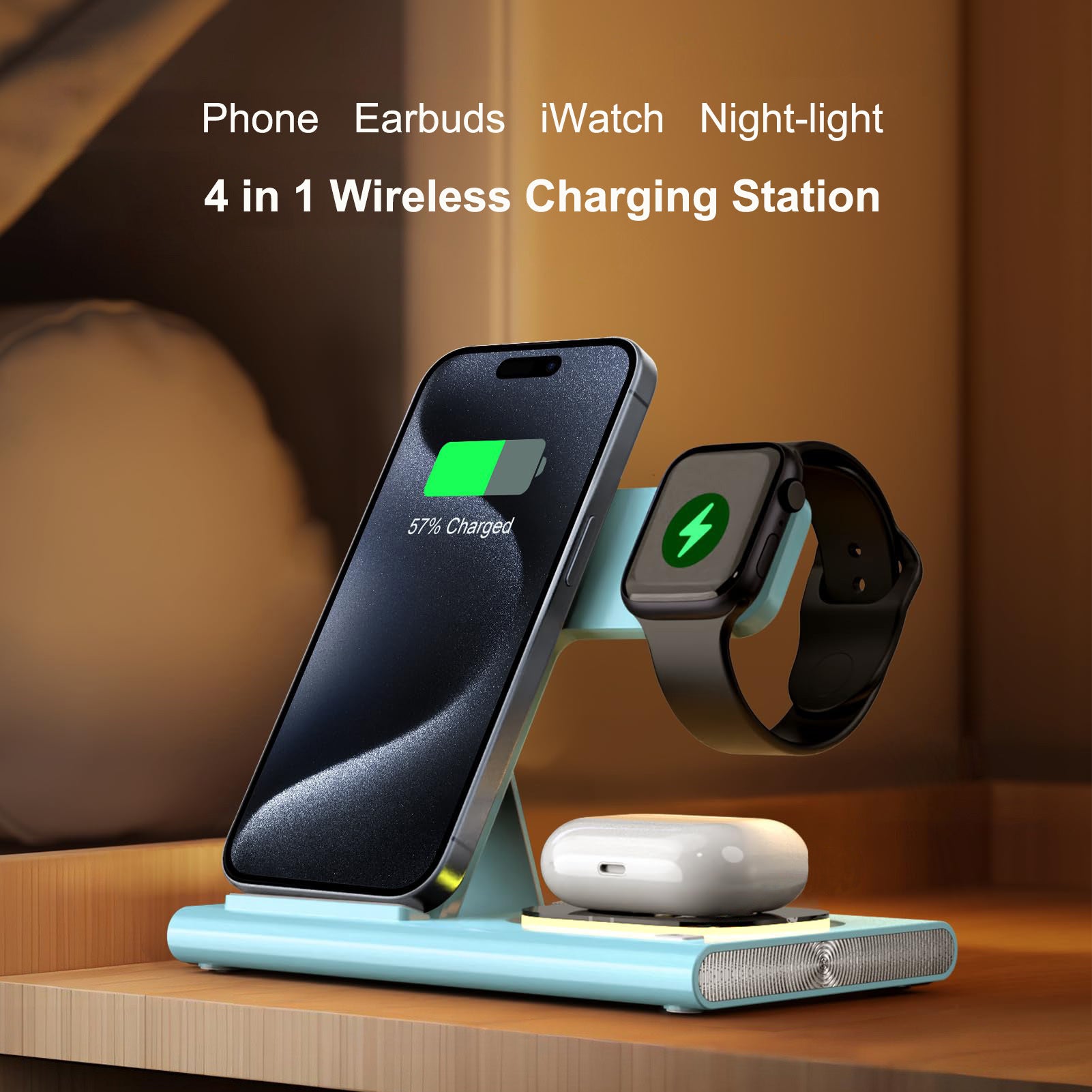 Elite 4 in 1 Wireless Charger 15w – Fast Charging Dock for iPhone, Apple Watch, AirPods with Sleek Foldable Design - Tavira Store | A Luxario Labs Ltd Brand. 