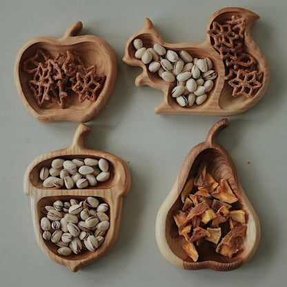 TimberTales Tray – Wooden Snack Tray with Fruit & Animal Patterns