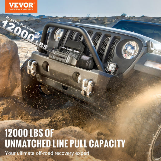 Truck Winch 12000lbs Electric Winch 85ft 26m Steel Cable 12V Remote Control