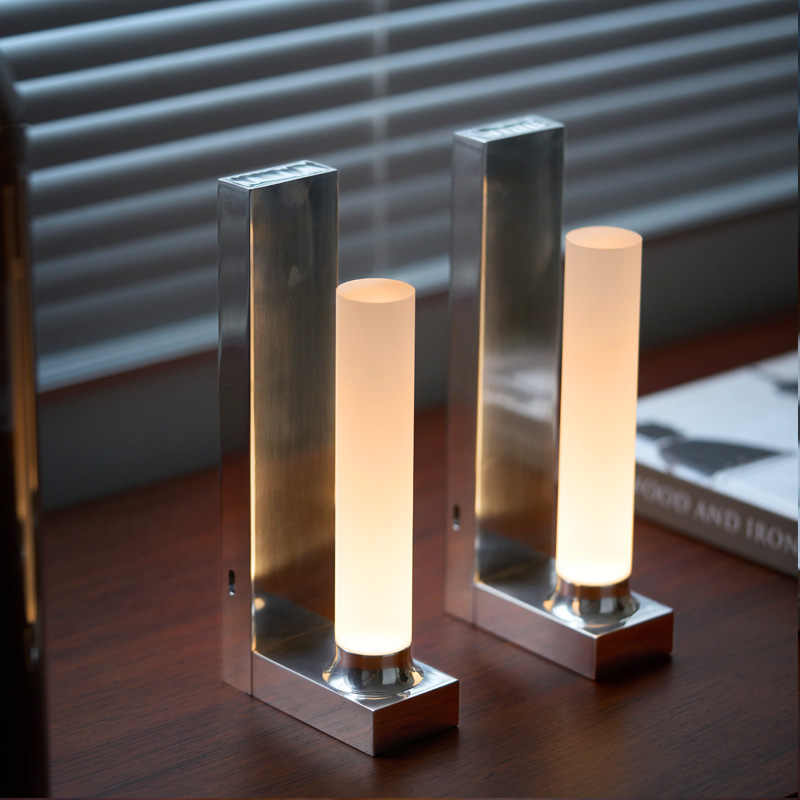 Luminora Long-Life LED Table Lamp & Bookend – Polished Aluminum & Acrylic, Type-C Rechargeable