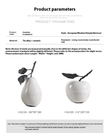 Minimalist Creative Crack White Marble Apple Pear Decoration