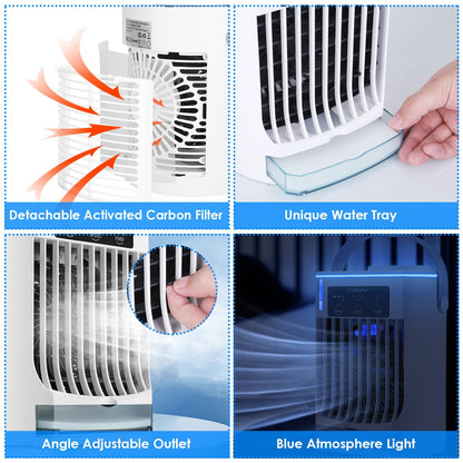 CoolMist Portable Air Conditioner Fan – 3 Speed Personal Humidifier with 500ml Water Tank & Night Light