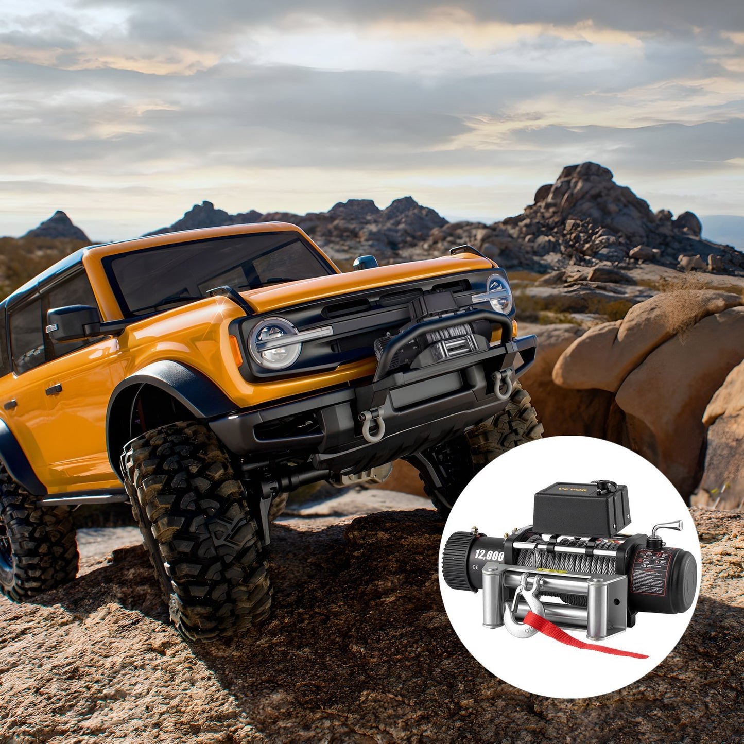 Truck Winch 12000lbs Electric Winch 85ft 26m Steel Cable 12V Remote Control