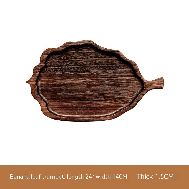 Aokami Japanese Leaf-Shaped Wooden Tray