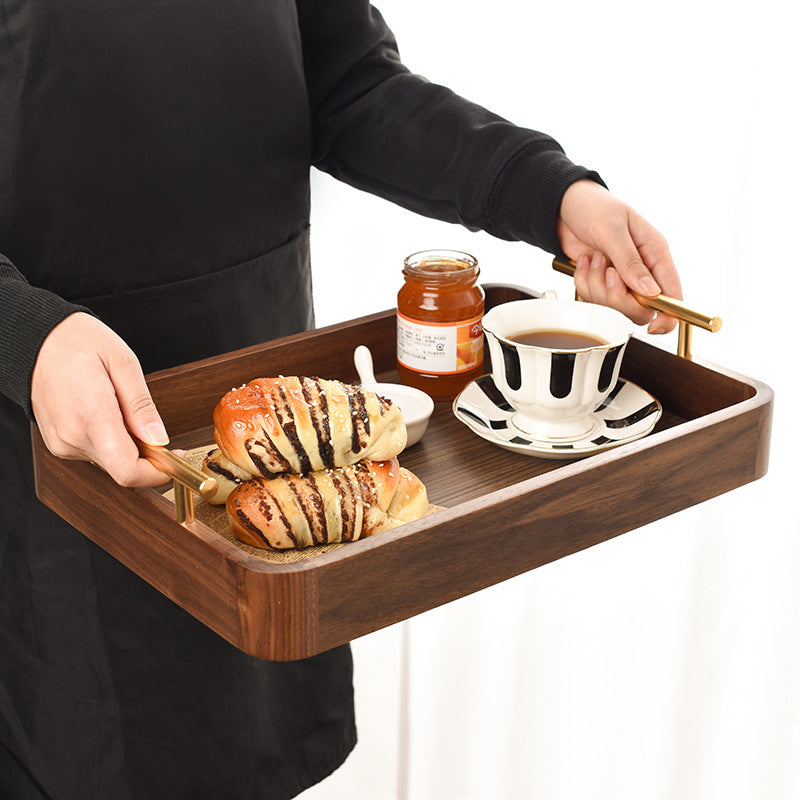 Nuvallo Walnut Rectangular Wooden Tray – Handmade Solid Wood Serving Tray