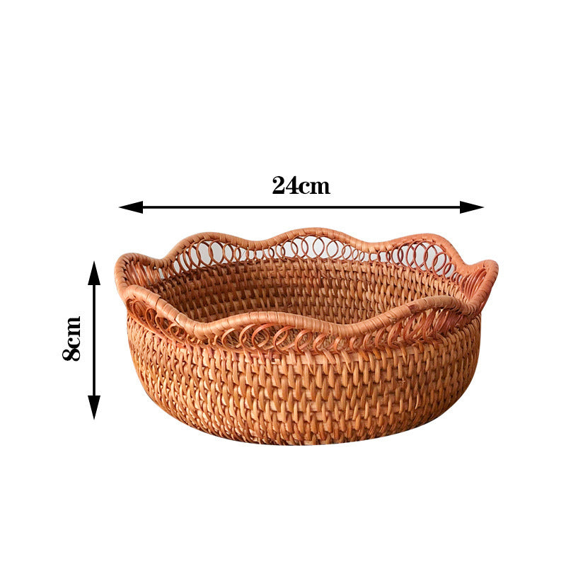 Rattan Home Modern Coffee Table Fruit Tray Snack Storage Box